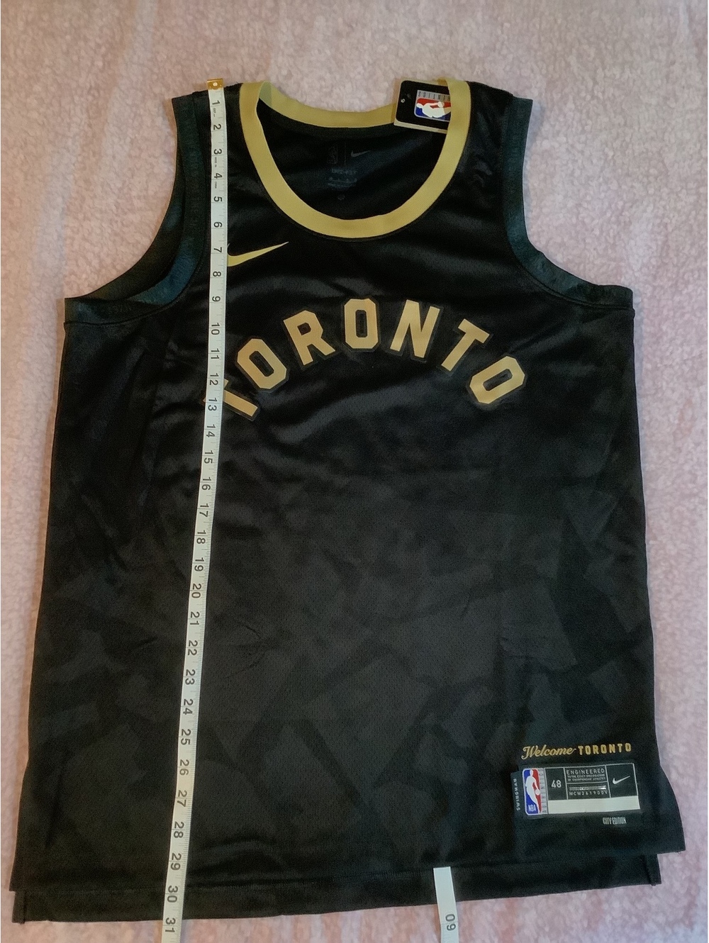 Nike Toronto Raptors NBA Basketball Jersey Black Gold Size 48